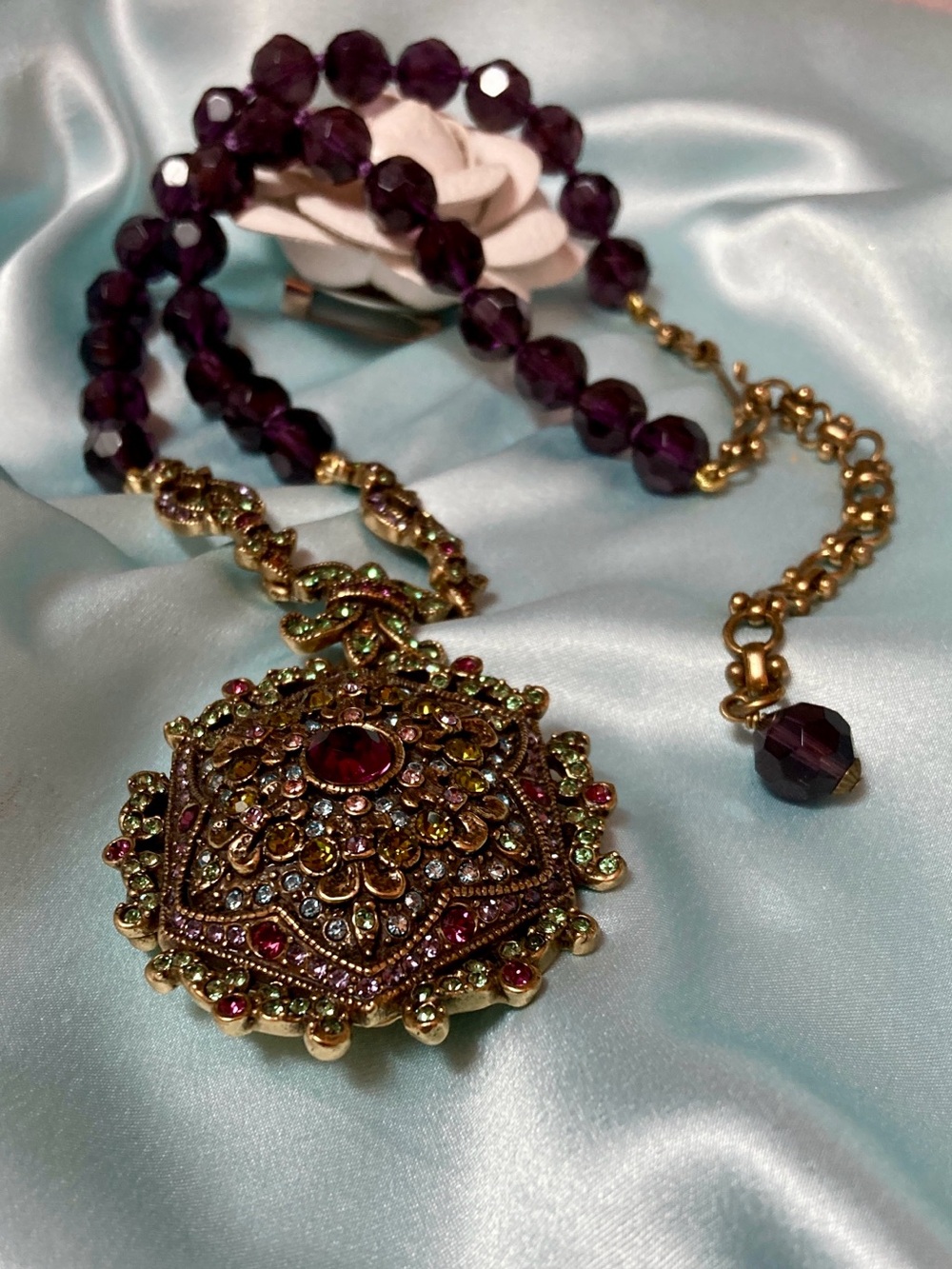 Heidi Daus Unforgettable Crystal Lavaliere Locket Pendant Necklace New - Picture 4 of 8